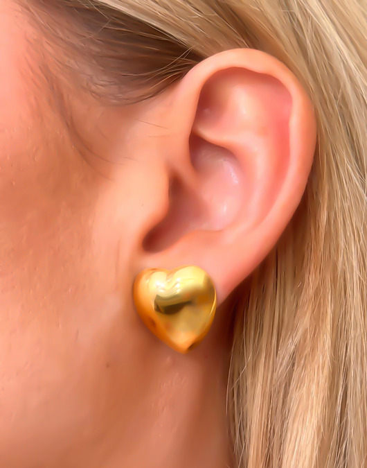 Kolczyki srebrne pozłacane duże serca-błyszczące