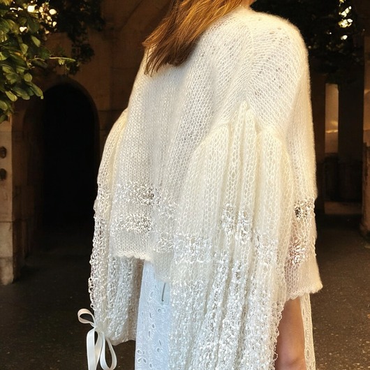 Sweter kardigan ecru narzutka do ślubu