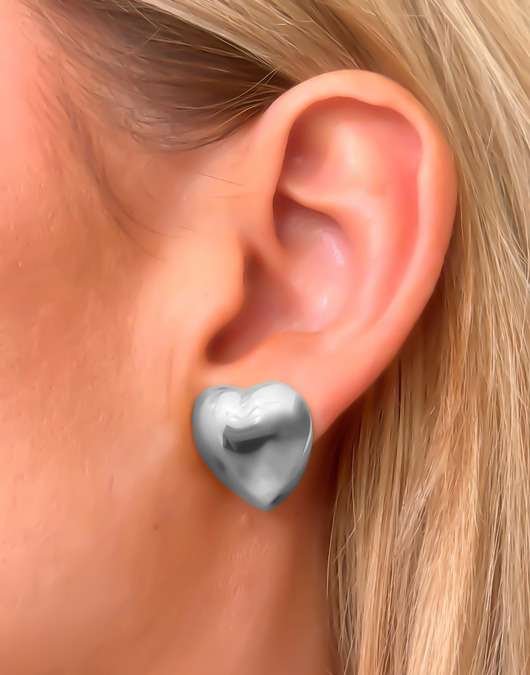 Kolczyki srebrne duże serca-błyszczące