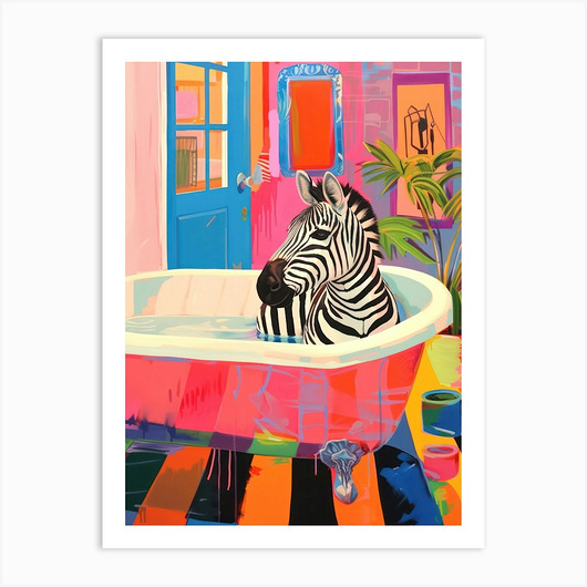 Plakat Zebra w Kolorowym Wnętrzu