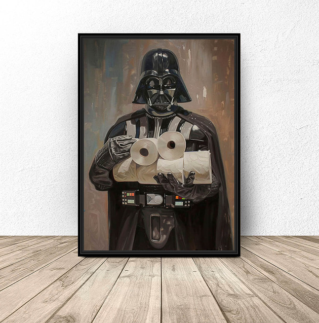 Plakat do łazienki Lord Vader z papierem toaletowym