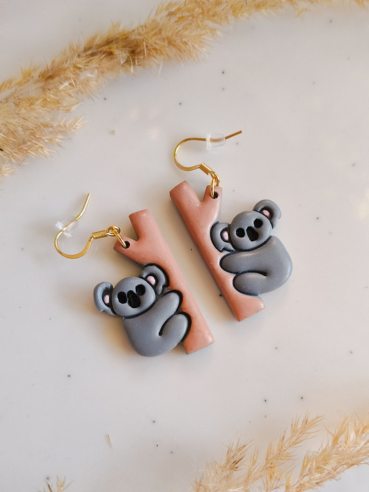 Kolczyki z koalami dla miłośnika zwierząt z wizerunkiem koali , koala