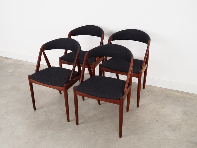 Komplet czterech krzeseł tekowych, duński design, lata 70, Kai Kristiansen