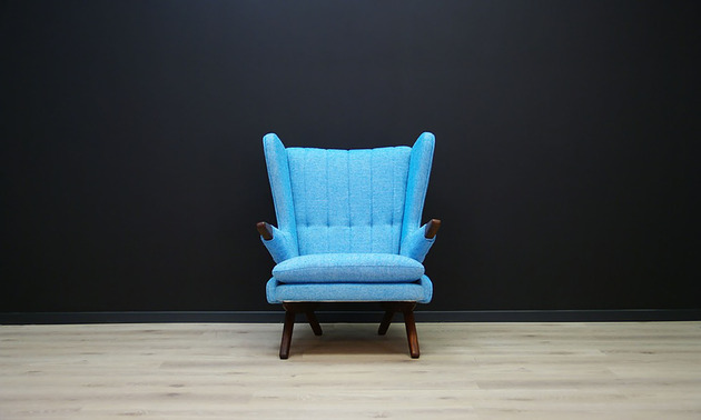 Fotel tekowy turkusowy, duński design, lata 60, projektant: Svend Skipper
