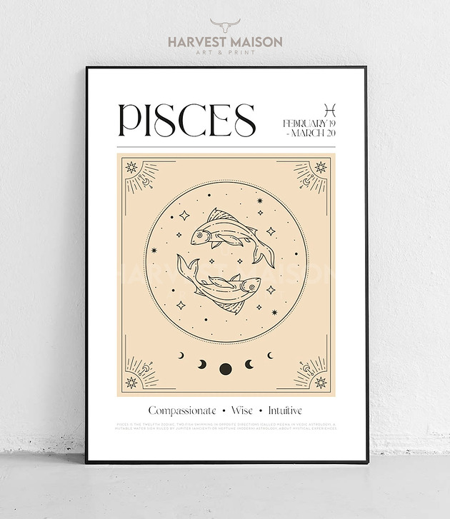 Plakat Znak Zodiaku Mystical Art Ryby Prezent Dla Niej