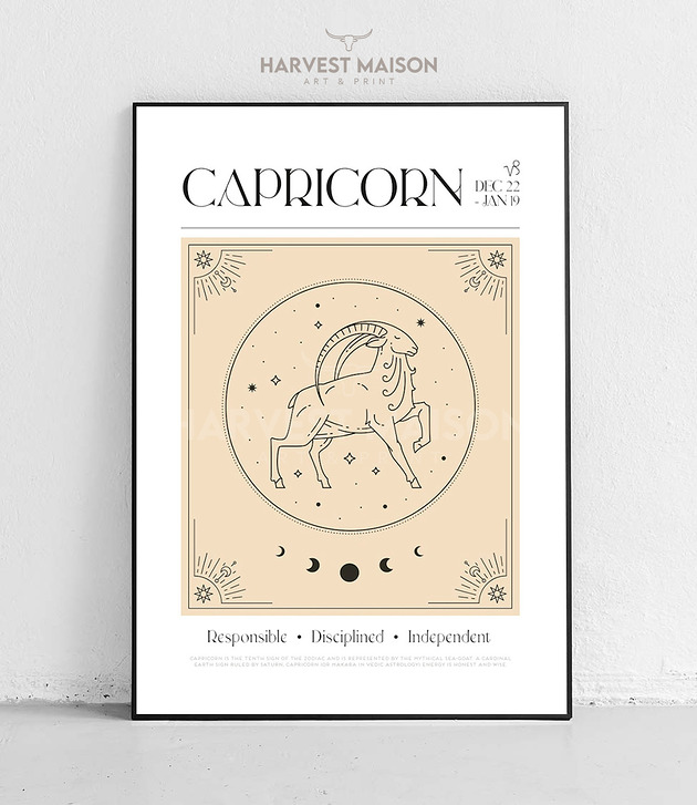 Plakat Znak Zodiaku Mystical Art Koziorożec Prezent Dla Niej