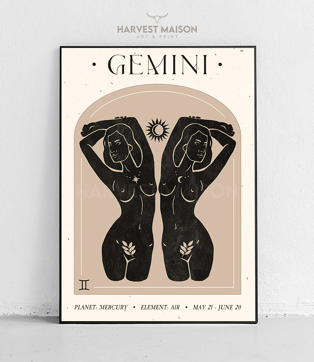 Plakat Pomysł na prezent Zodiakalna Kobieta Znak Zodiaku Bliźnięta