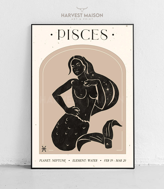 Plakat Pomysł na prezent Zodiakalna Kobieta Znak Zodiaku Ryby