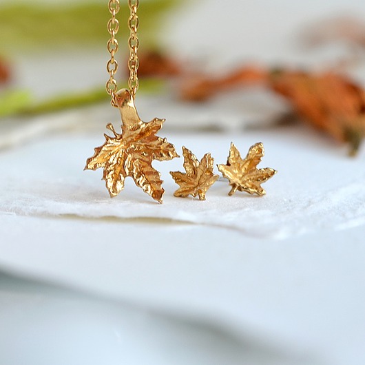 Komplet Biżuterii z Listkami Klonu