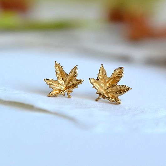 Kolczyki Sztyfty z Listkami Klonowymi