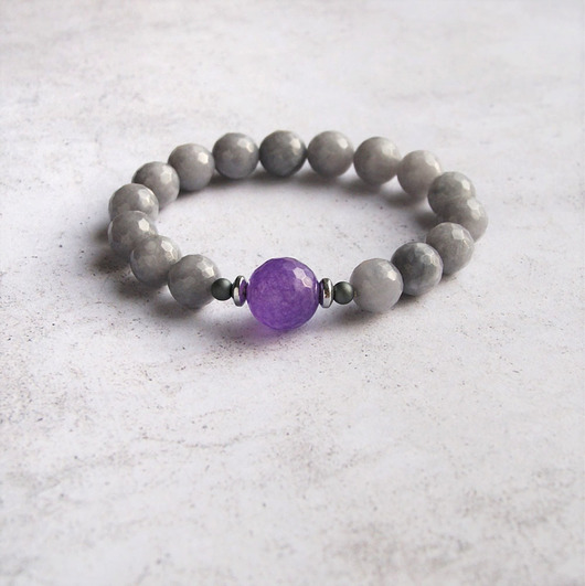 Purple point : jadeit : bransoletka