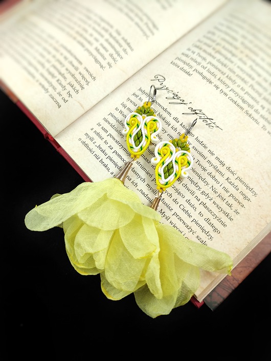 Kolczyki sutasz Little One Kwiaty Daisy soutache