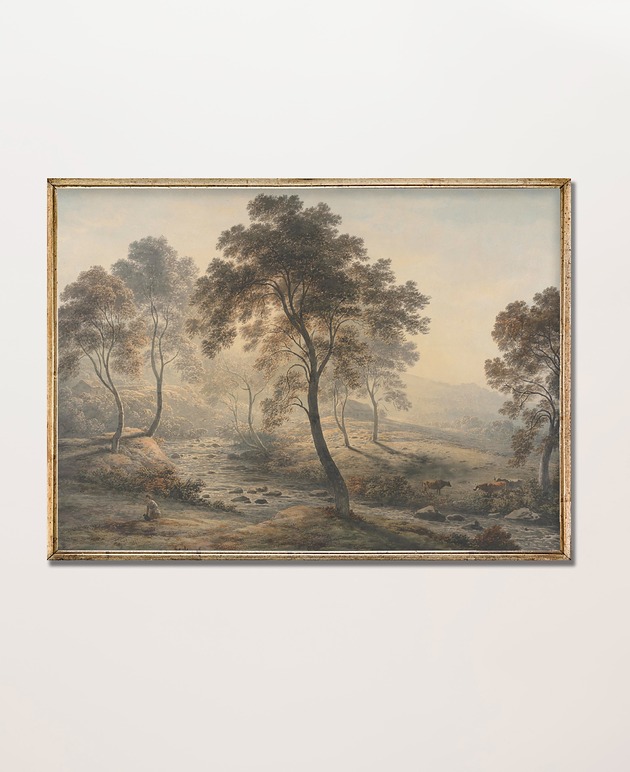 Plakat Vintage Krajobraz z drzewami 2