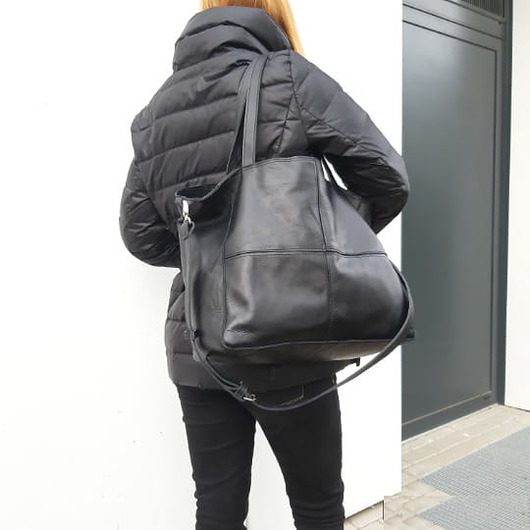 Czarna skórzana torba XL