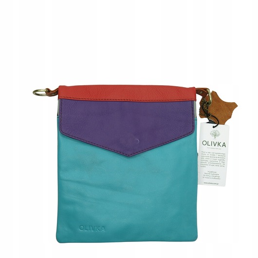 Torebka damska skórzana listonoszka 4-stronna oryginalna eko OLIVKA