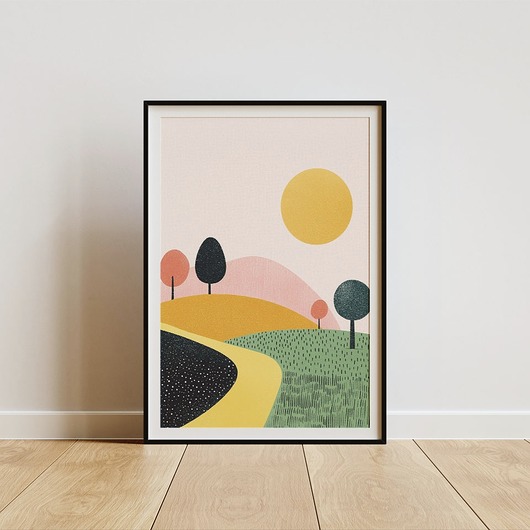 Plakat - Blue and yellow purple hills