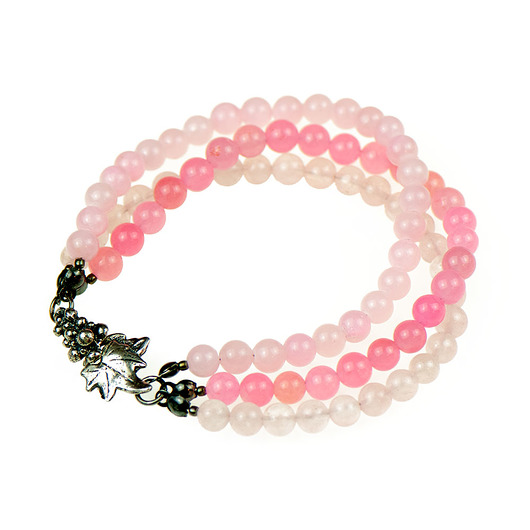 Srebrna bransoletka z różowych kamieni