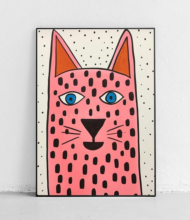Plakat Nowoczesny różowy kot