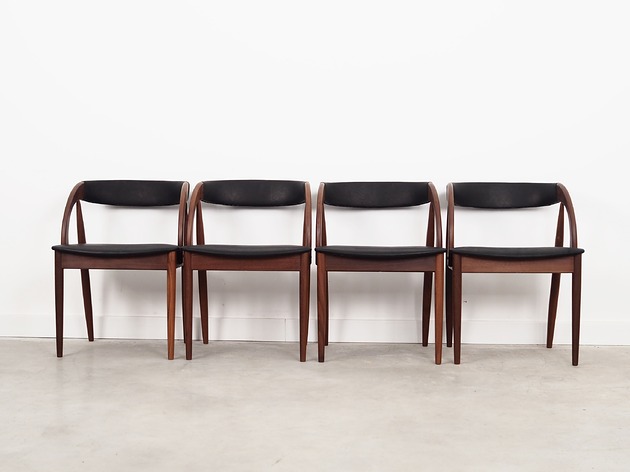 Komplet czterech krzeseł tekowych, duński design, lata 70, Orte Mobelfabrik