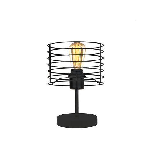 Czarna lampka nocna z drucianym kloszem w stylu loftowym LUKKA LOFT