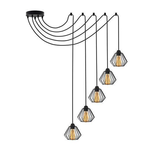 Nowoczesna lampa wisząca 5-płomienna pająk DIORO LOFT L5