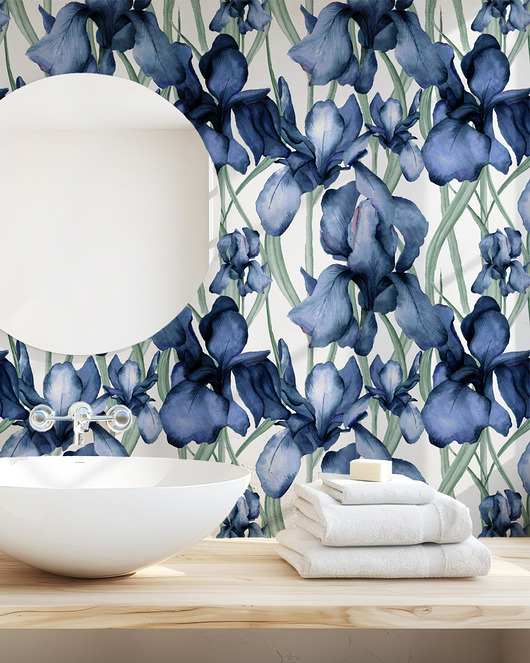 Tapeta Kolekcja Scent Of Velvet Irysy. Kwiaty Akwarelowe