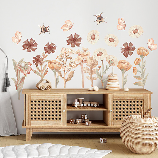 KWIATY BOHO ZESTAW II - naklejka na ścianę