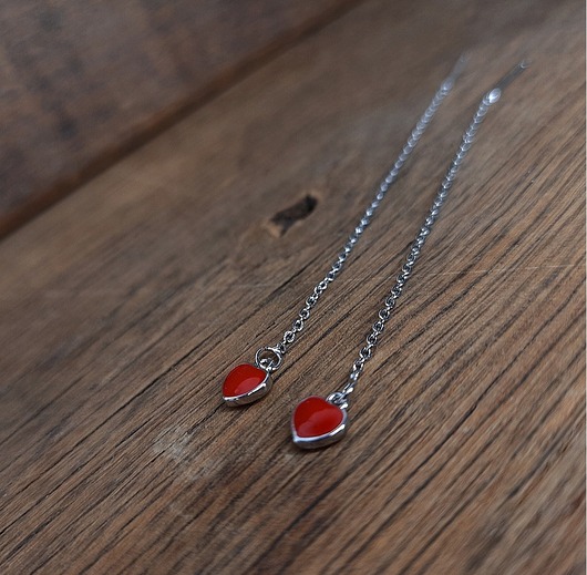 Kolczyki srebrne Serca wiszące