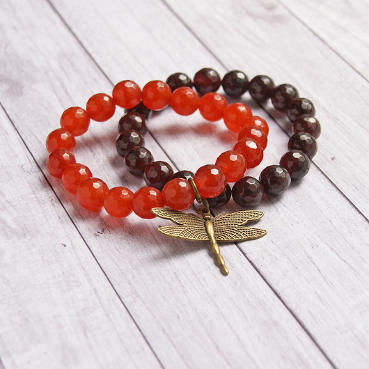 Jesienny komplet bransoletek z ważką