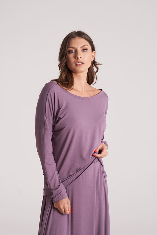 Longsleeve z wiskozy lawenda