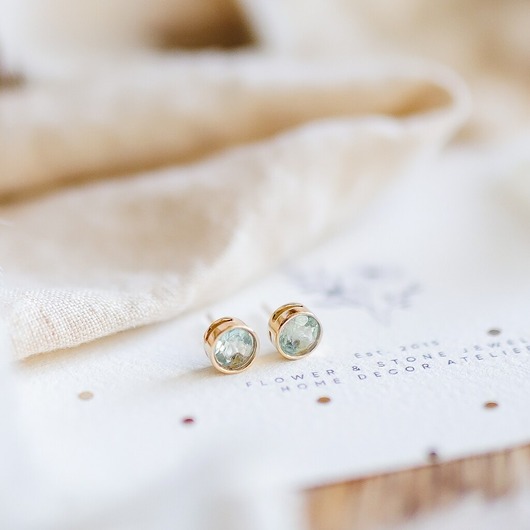 Kolczyki sztyfty z akwamarynem