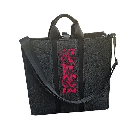 Torba Filcowa XXL z Organizerem - GRAFITOWA - 2 w 1 - ażur fuksja