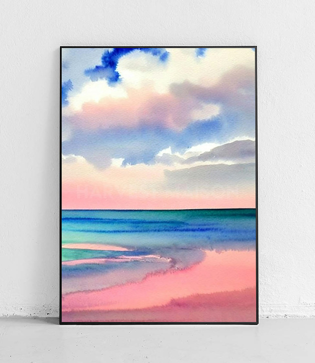 Plakat Delikatny zachód słońca nad morzem