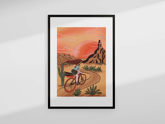 Plakat Rowerowy Bikepacking Zachód Słońca