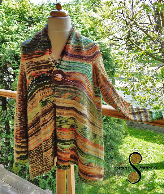 UNIKAT - cienki ręcznie dziergany kardigan / płaszczyk / narzutka ONE SIZE