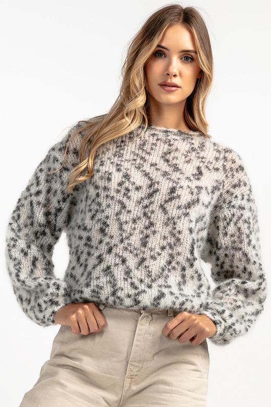 Sweter z wełny kid moher F1900 szary