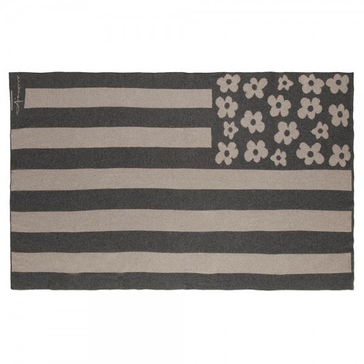 Koc wełniany Manta Flowers Lin-Gris Oscuro/Linen-Dark Grey