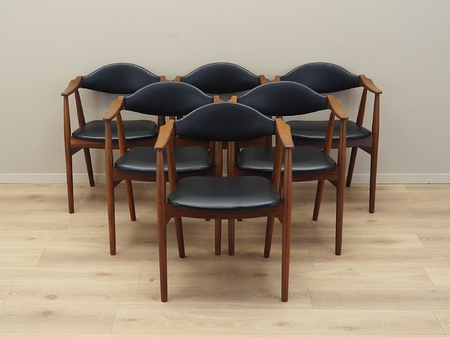 Komplet sześciu krzeseł tekowych, duński design, lata 70, Farstrup M