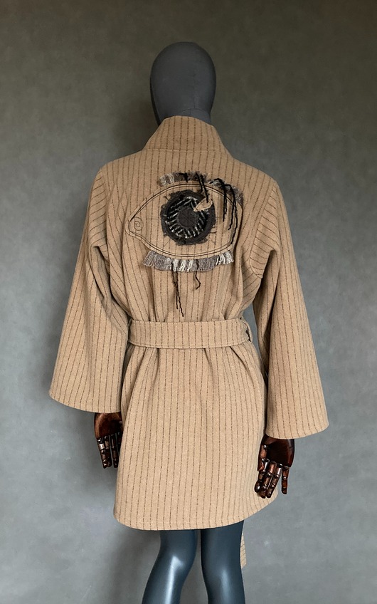 Kimono płaszcz wełna alpaka patchworkowe oko.
