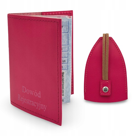 Prezent dla Kobiet - Zestaw Etui na Klucze+Etui na Dowód-Skóra Naturalna