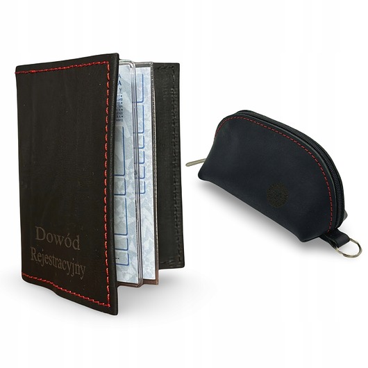 Zestaw Dla Kierowcy - Etui na Klucze + Etui na Dowód - Skóra naturalna