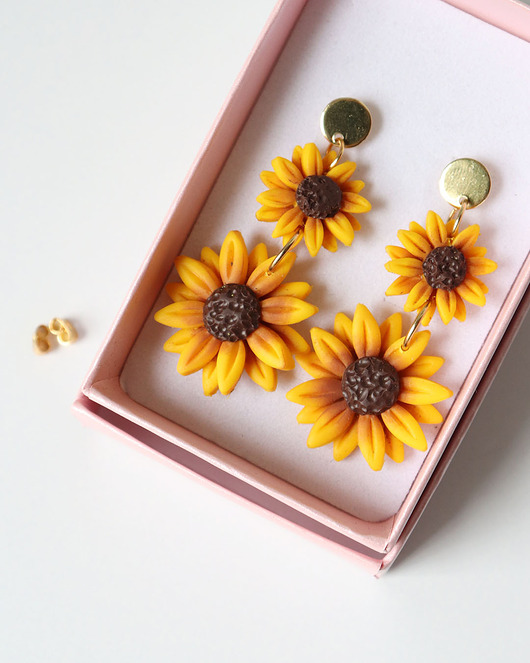 Kolczyki słoneczniki duże twarzowe kolczyki