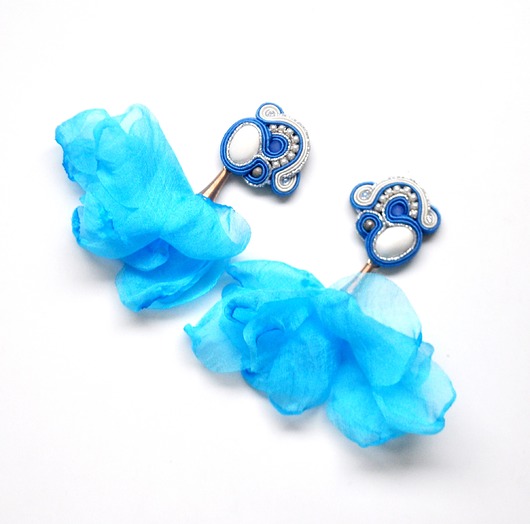 Sutaszowe kolczyki BLUE&WHITE
