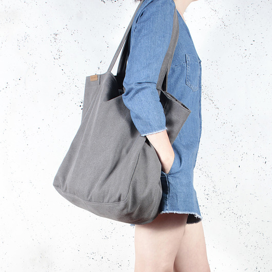 Lazy bag torba grafitowa na zamek / vegan