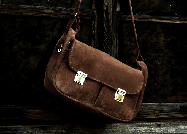 Torba FOTO uszaty WŁÓCZYKIJ zamsz skóra naturalna Mocha Mousse