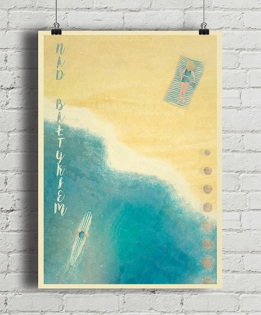 Plaża nad Bałtykiem - plakat fine art, giclee