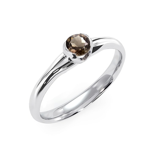 Sydney - Srebrny pierścionek z kwarcem dymnym