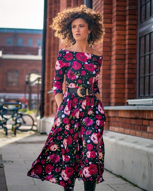 Sandy - Sukienka w kwiaty i grochy