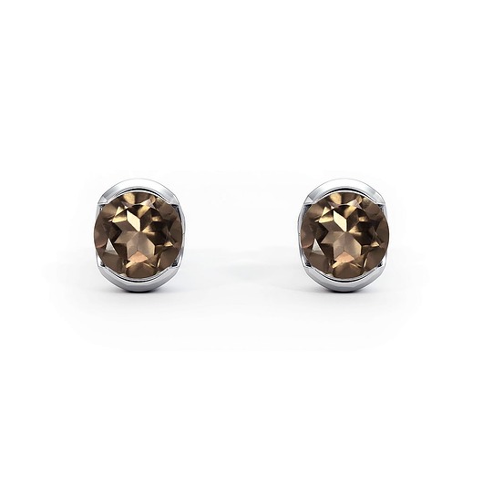 Sydney - Srebrne kolczyki z kwarcem dymnym