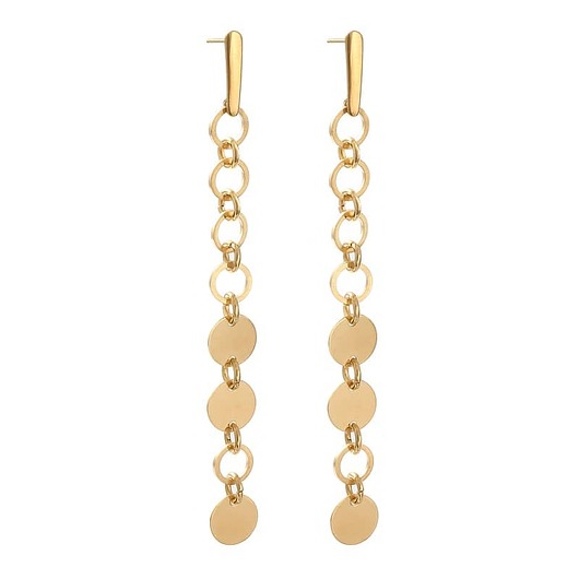 Długie, pozłacane kolczyki w minimalistycznym stylu